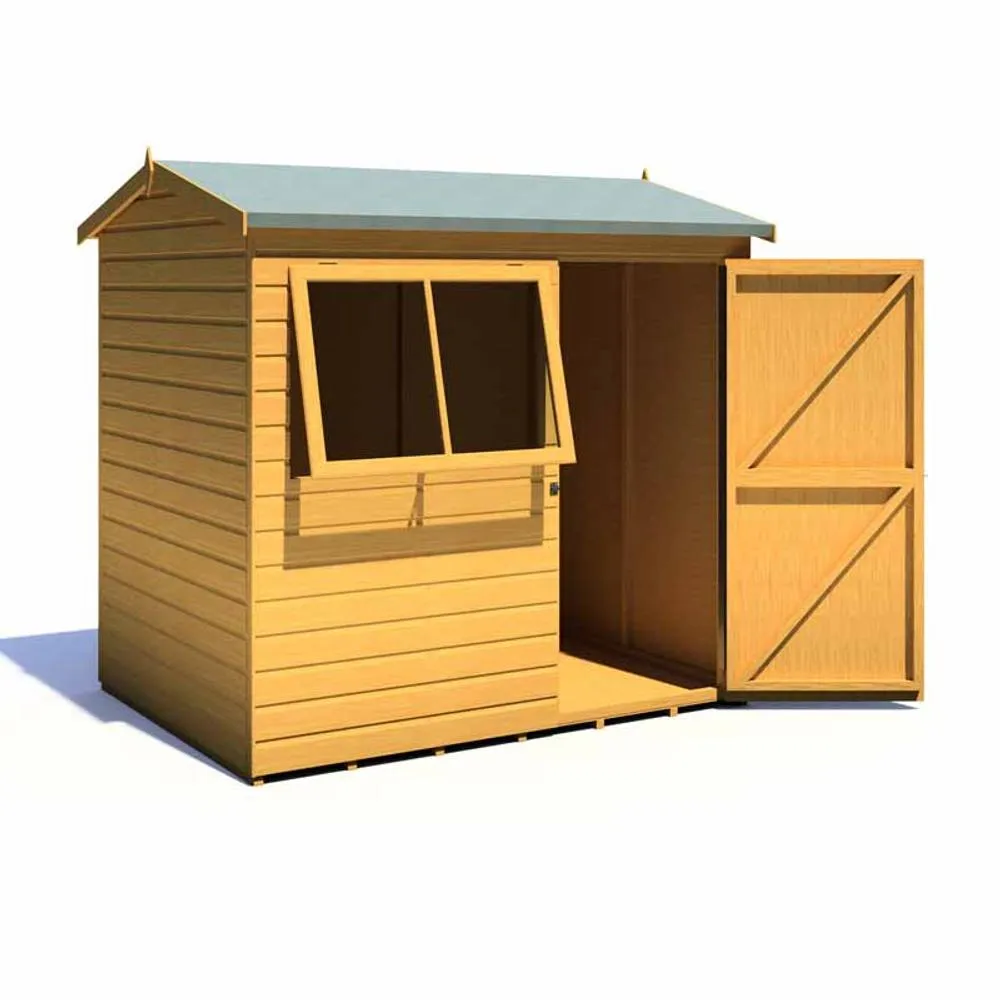 Shires Lewis 7 x 5 Feet Single Door Reverse Apex Style C Shed in Brown 4
