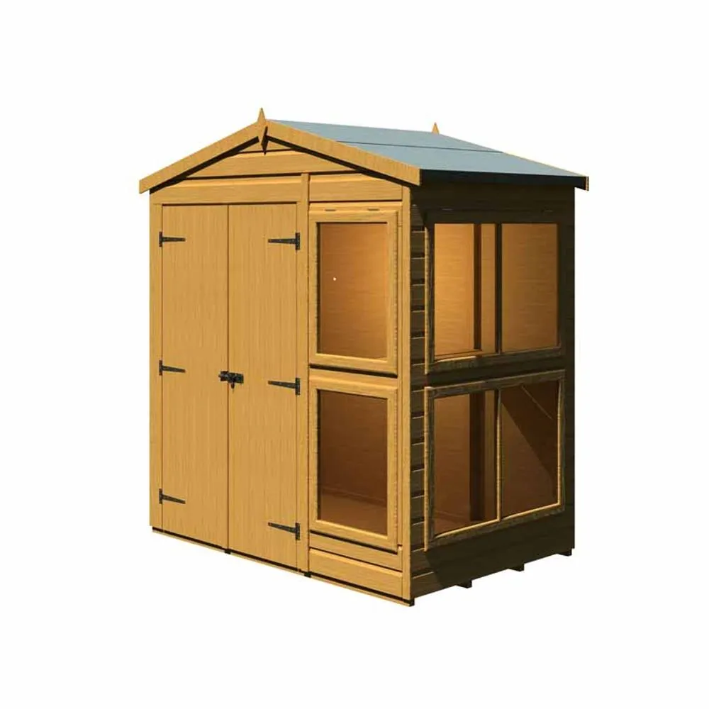 Shires Sun Hut 6 x 4 Feet Potting Shed - L119 x W185.8 x H214.6 cm in Brown 5