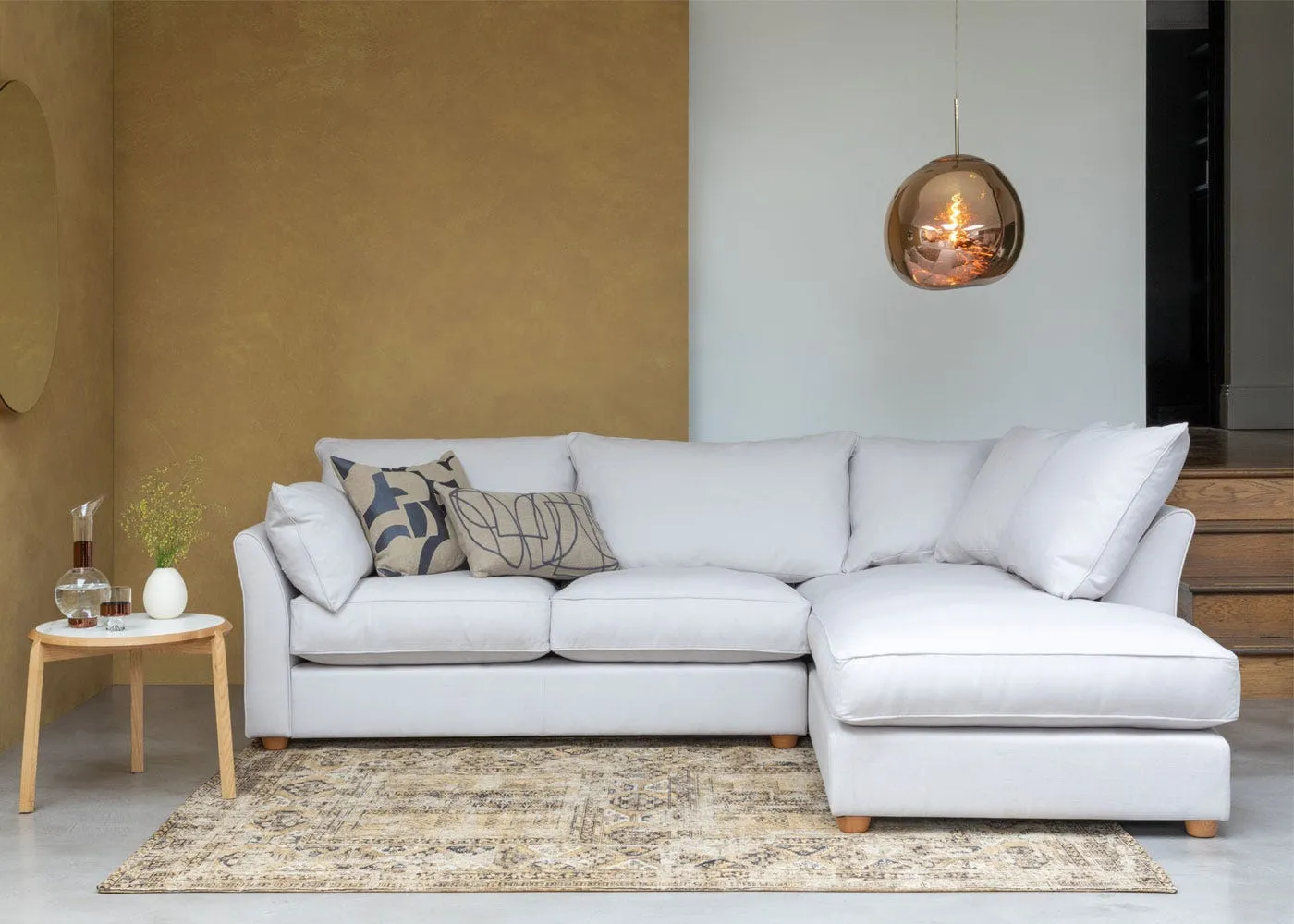 Heal's Tailor Right Hand Facing Corner Sofa Linen Grenadine Natural Feet 2