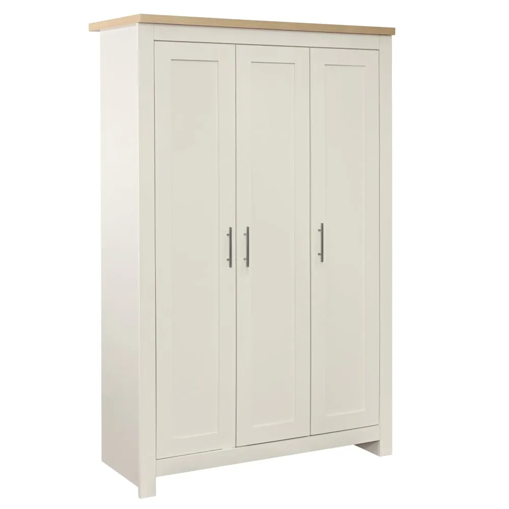 Highgate - 3 Door Wardrobe - Cream/Oak - Wooden - Happy Beds 1