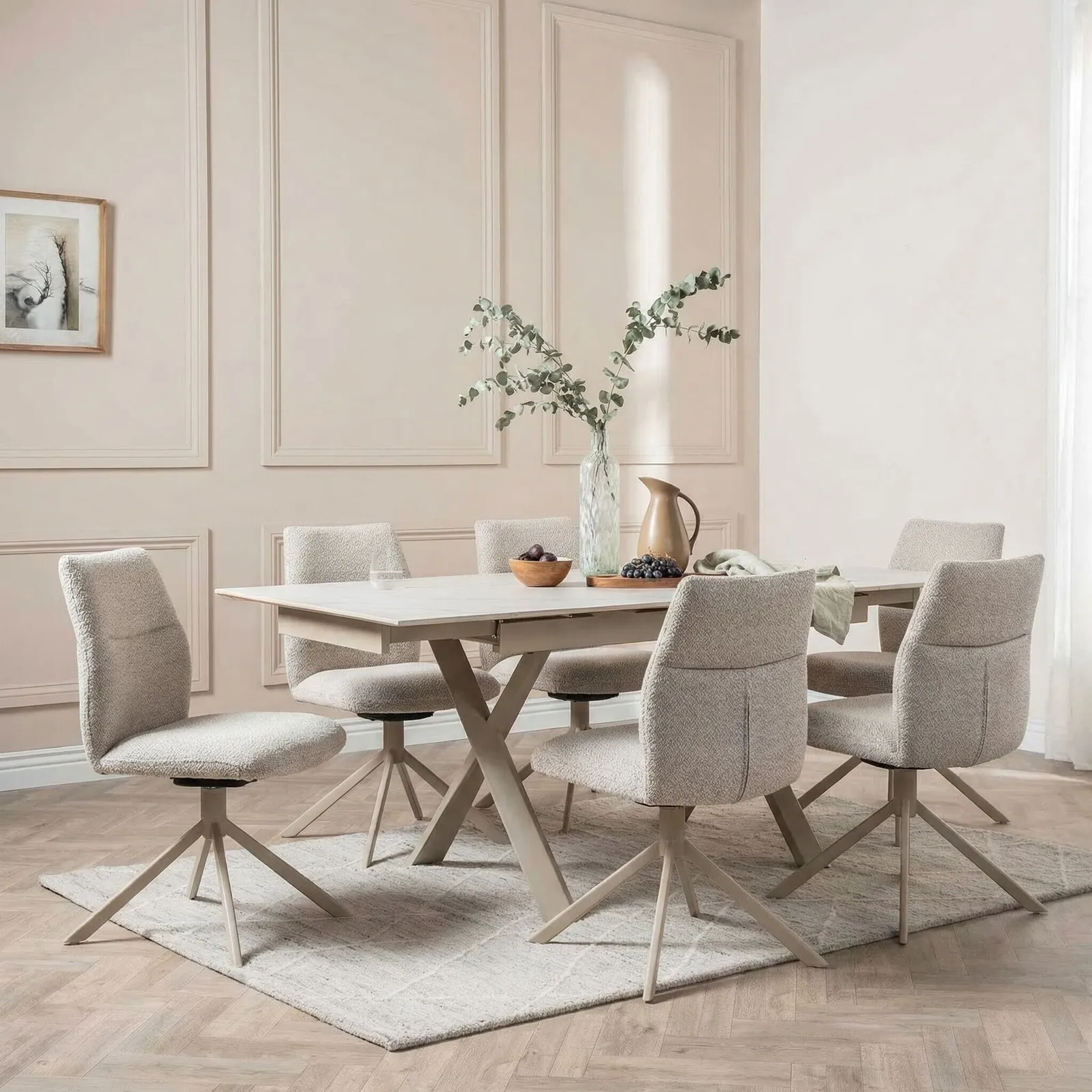 Altadena Swivel Dining Chair Without Arm, Neutral Fabric | Barker & Stonehouse 2