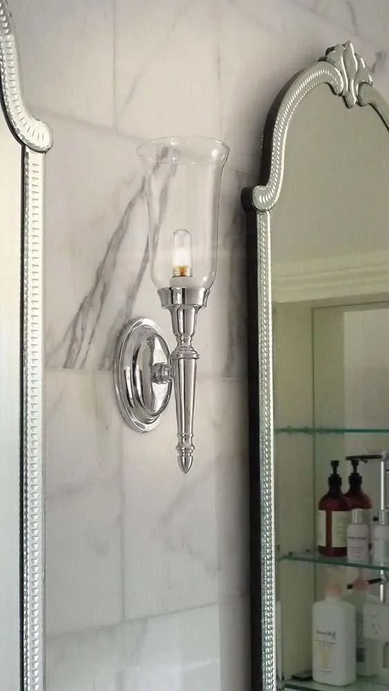 Netlighting Dryden 1 Light Bathroom Wall Light Polished Nickel IP44 G9 in Grey 2