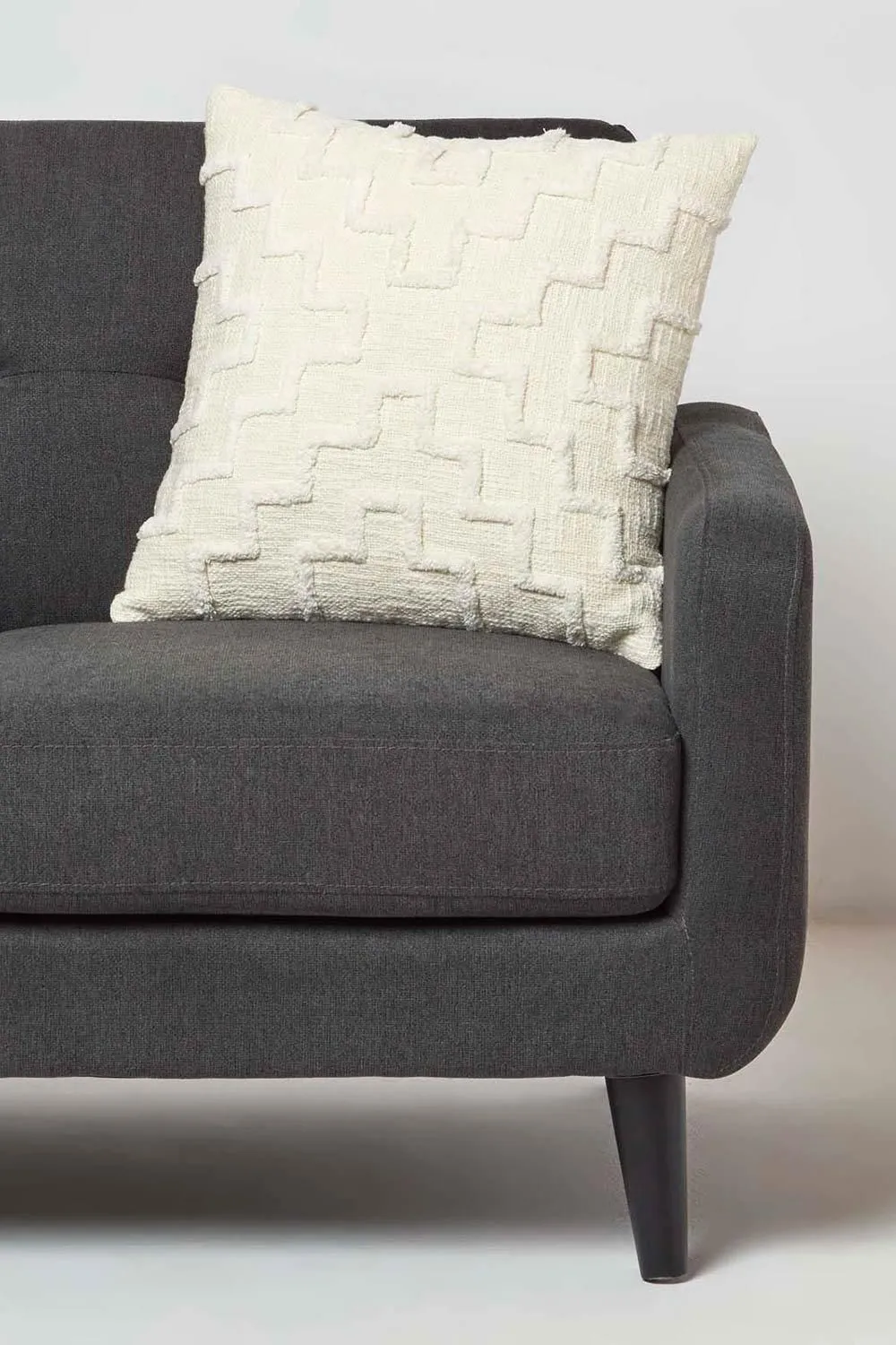 Homescapes Geometric Tufted Cotton Cushion in Natural 2