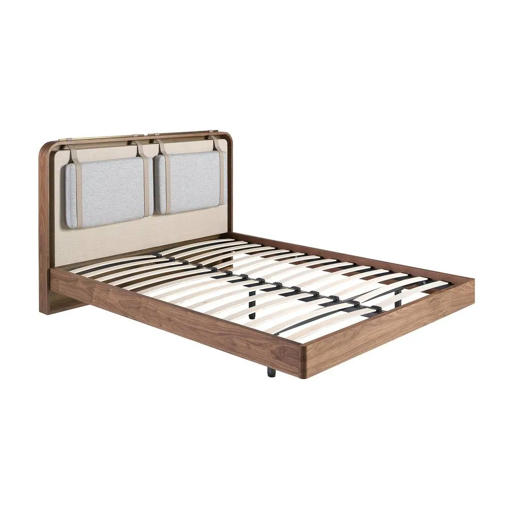 Angel Cerda Upholstered Bed in Beige & Grey Fabric