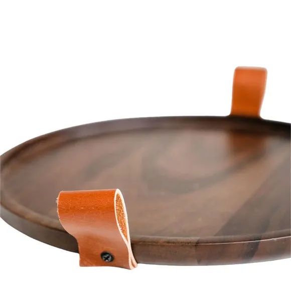 Harvey Walnut Wooden Round Candle Tray 3
