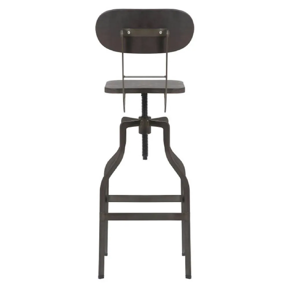 netfurniture Bolzing Retro Industrial Kitchen Bar Stool Espresso Wood Seat in Brown 6