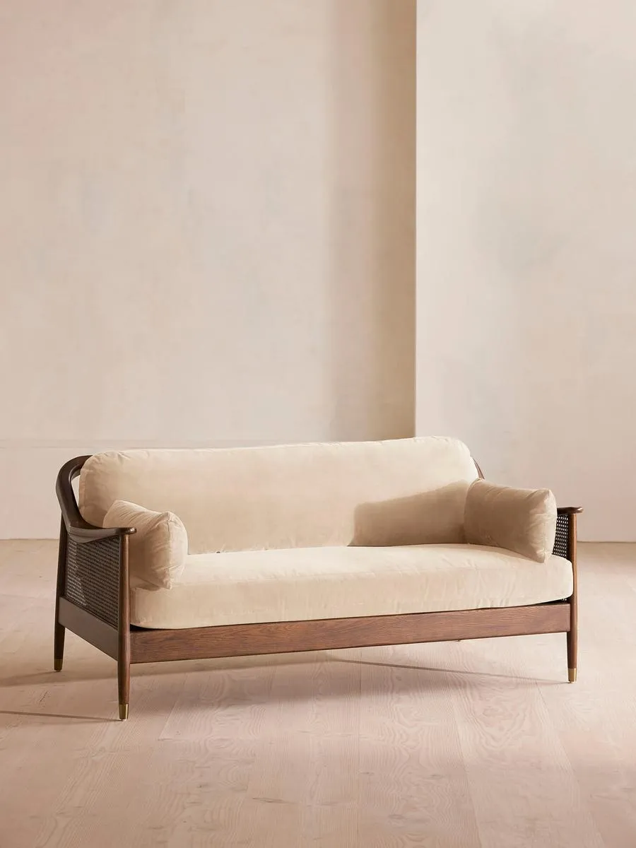 Atlanta Three Seater Sofa, Velvet, Porcelain