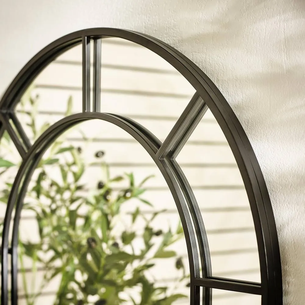 FurnitureboxUK Winona Black Large Arched Window 90x60cm Garden Mirror 3