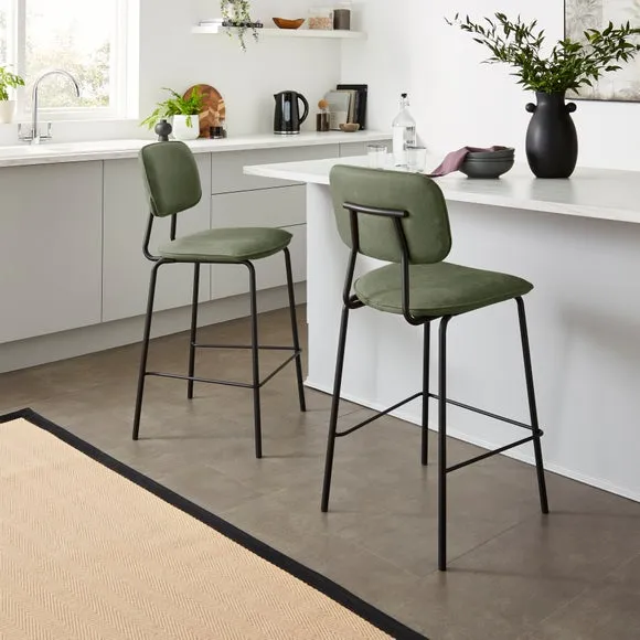Barker Counter Height Barstool, Faux Leather 2