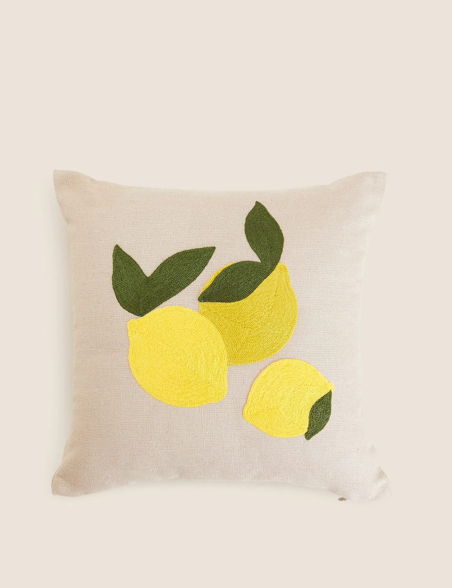 M&S Cotton Lemon Small Tufted Cushion