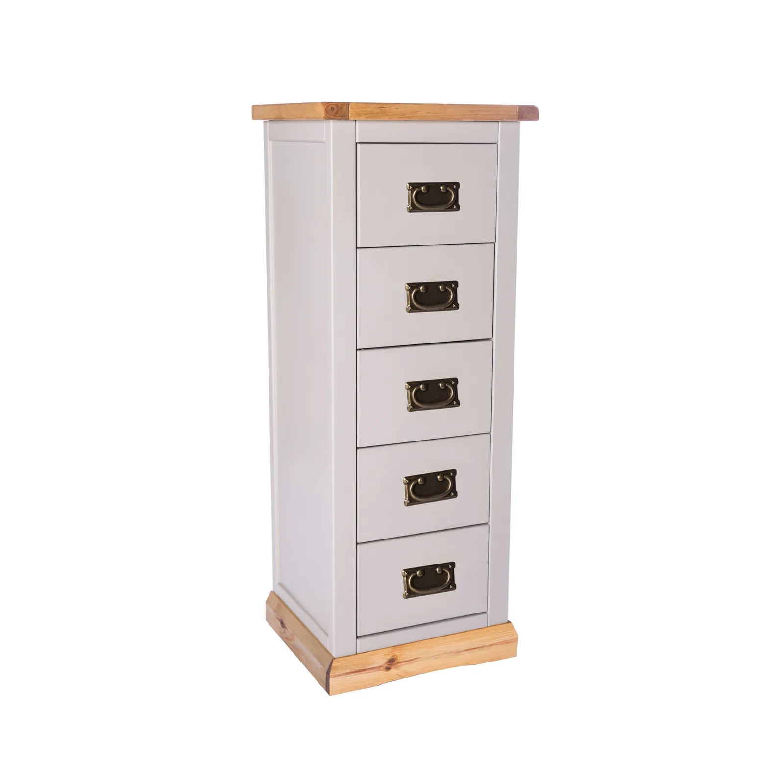 Cabinet Bits Bomporto 5 Drawer Narrow Chest of Drawers Bras Drop Handle in Light Grey 2