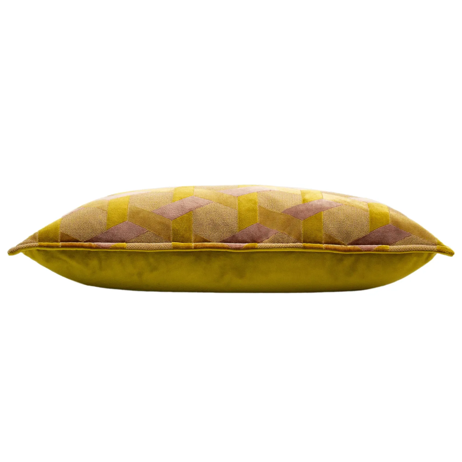 Paoletti Delano Geometric Velvet Cushion in Yellow 4