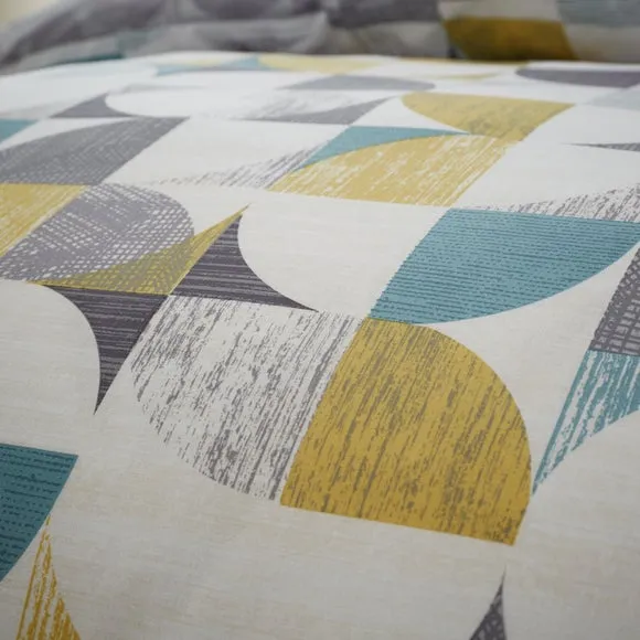 Catherine Lansfield Retro Circles Green Reversible Duvet Cover & Pillowcase Set 2