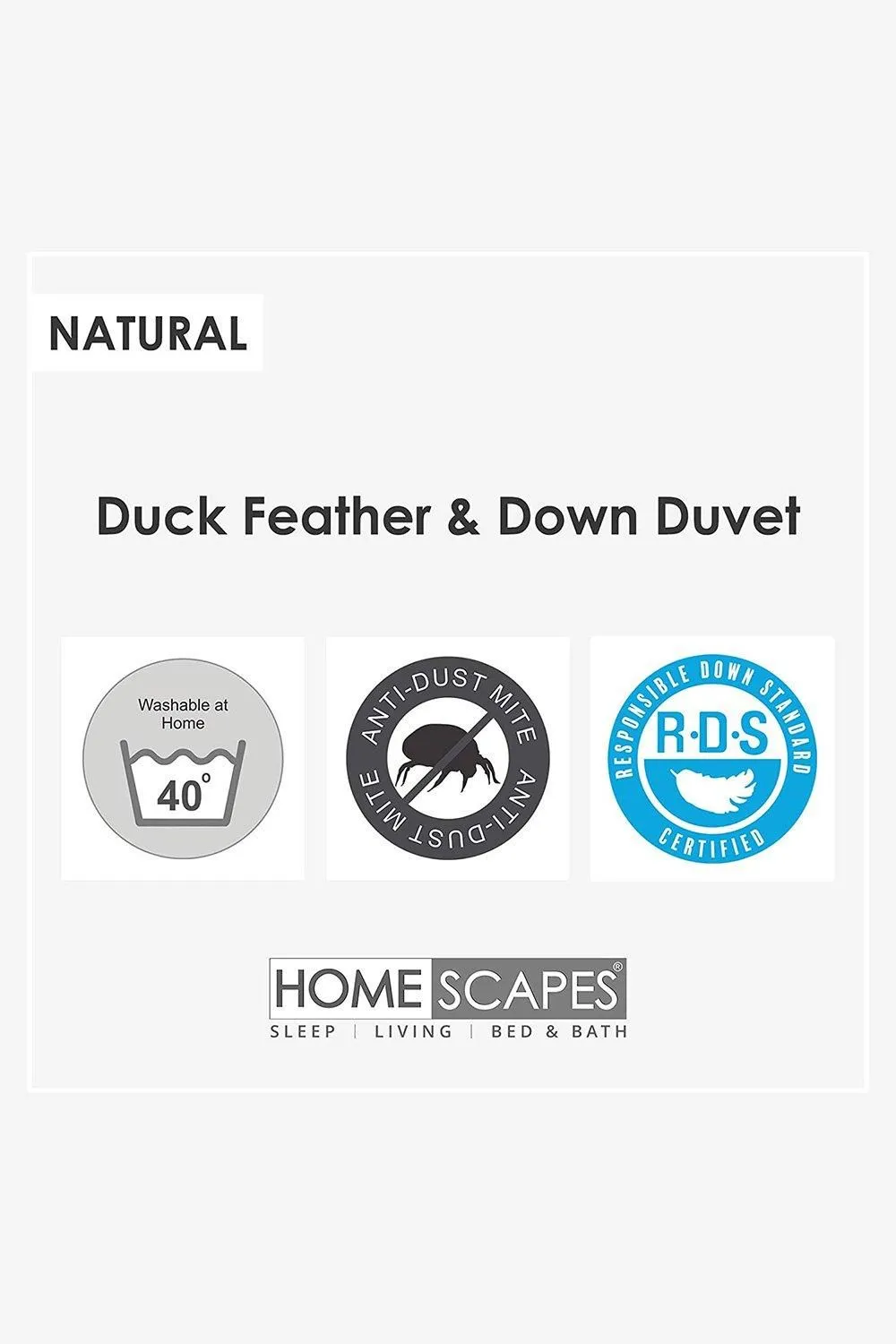 Homescapes Luxury White Duck Down 13.5 Tog All Seasons Duvet 4