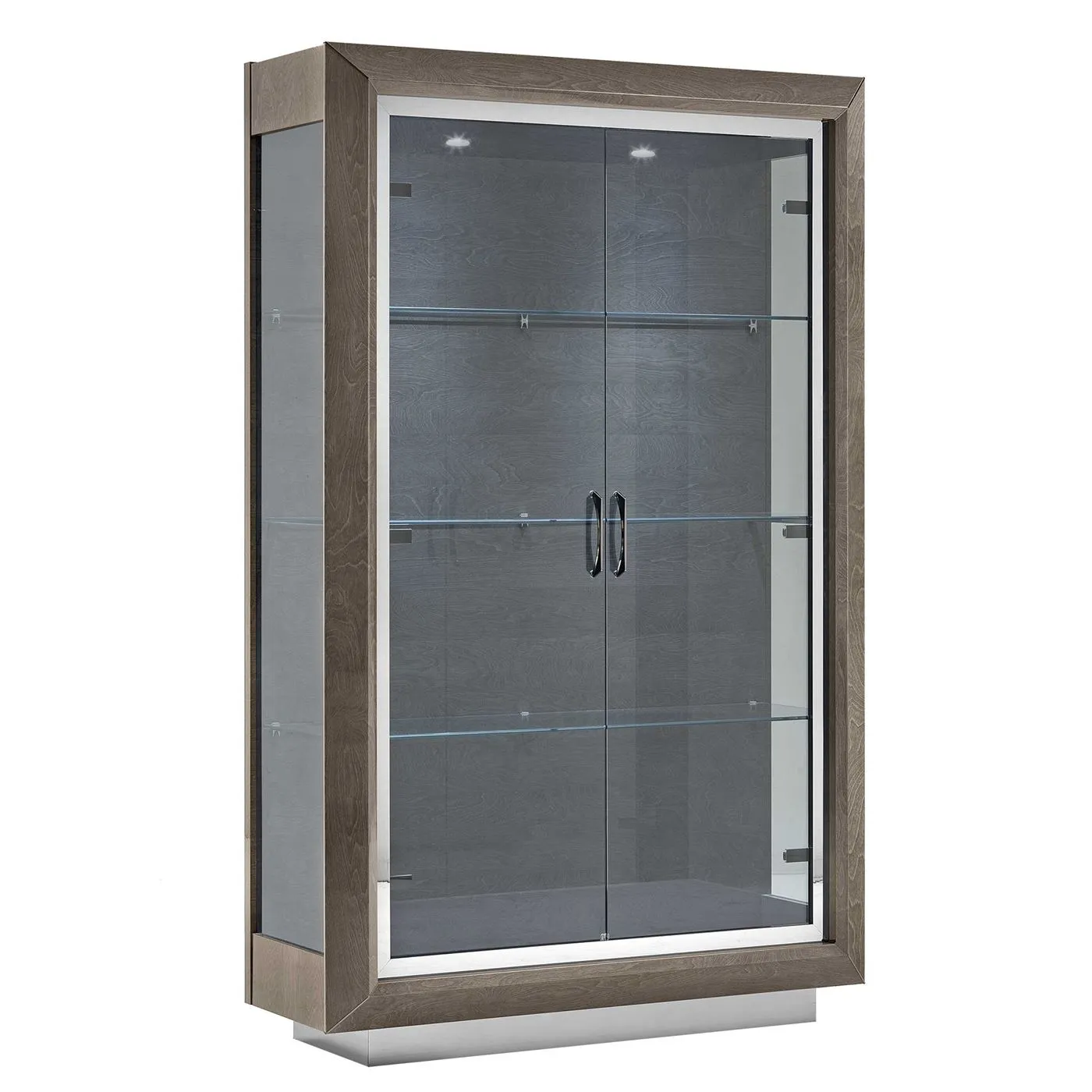 Vinci 2 Door Glass Fronted Cabinet, Silver Birch