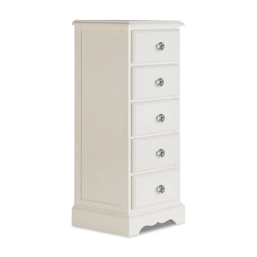 Statement Furniture Romance 5 Drawer Tallboy with Crystal Handles in Light Grey 4