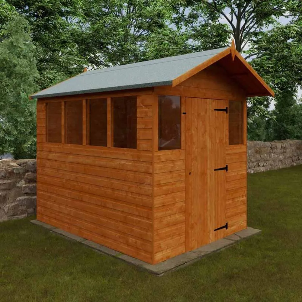 Buttercup Farm 8 x 6 Feet Cabin 12mm Shed - Solid Wood/Softwood/Pine in Burnt Orange 3