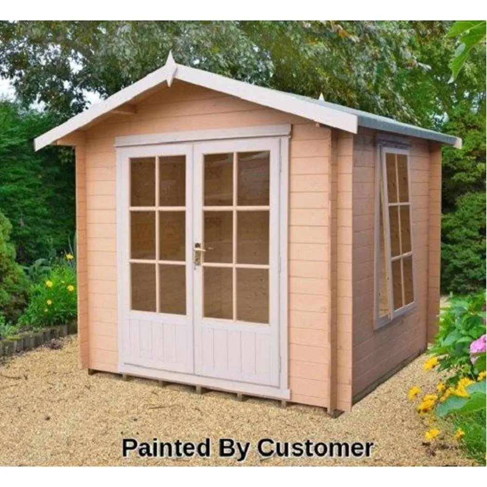 Shires Barnsdale Log Cabin Home Office Garden Room Approx 8 x 8 Feet in Tan 2