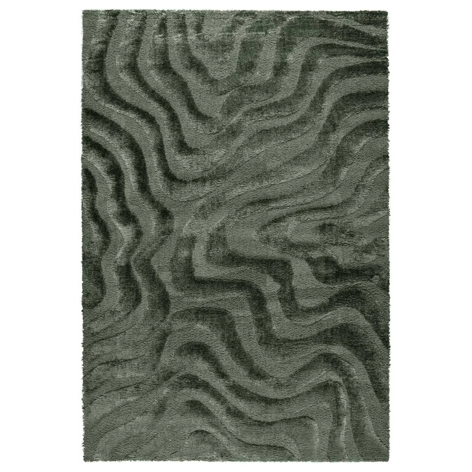 Green Ripple Rug 160X230Cm, Square Polyester | Barker & Stonehouse