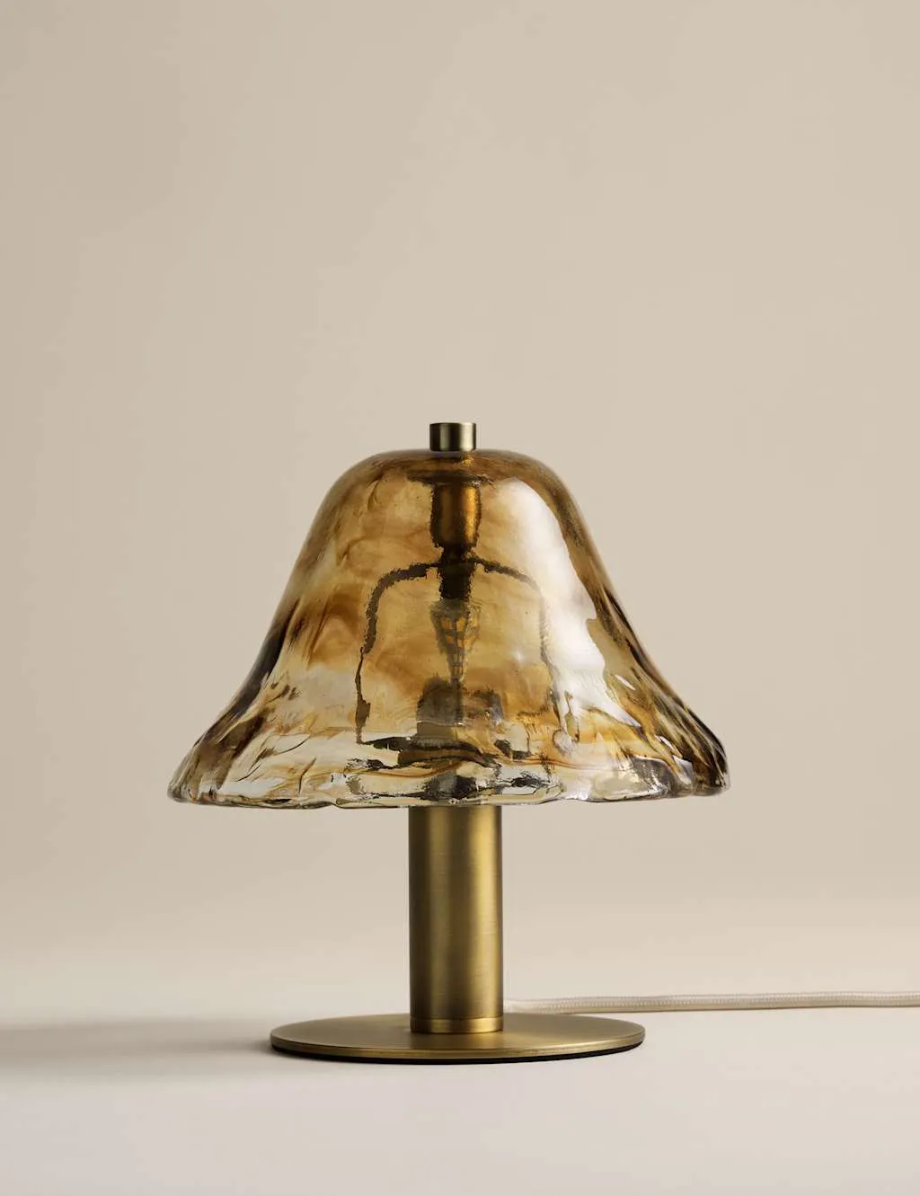 M&S Wavy Glass Mushroom Table Lamp Brown