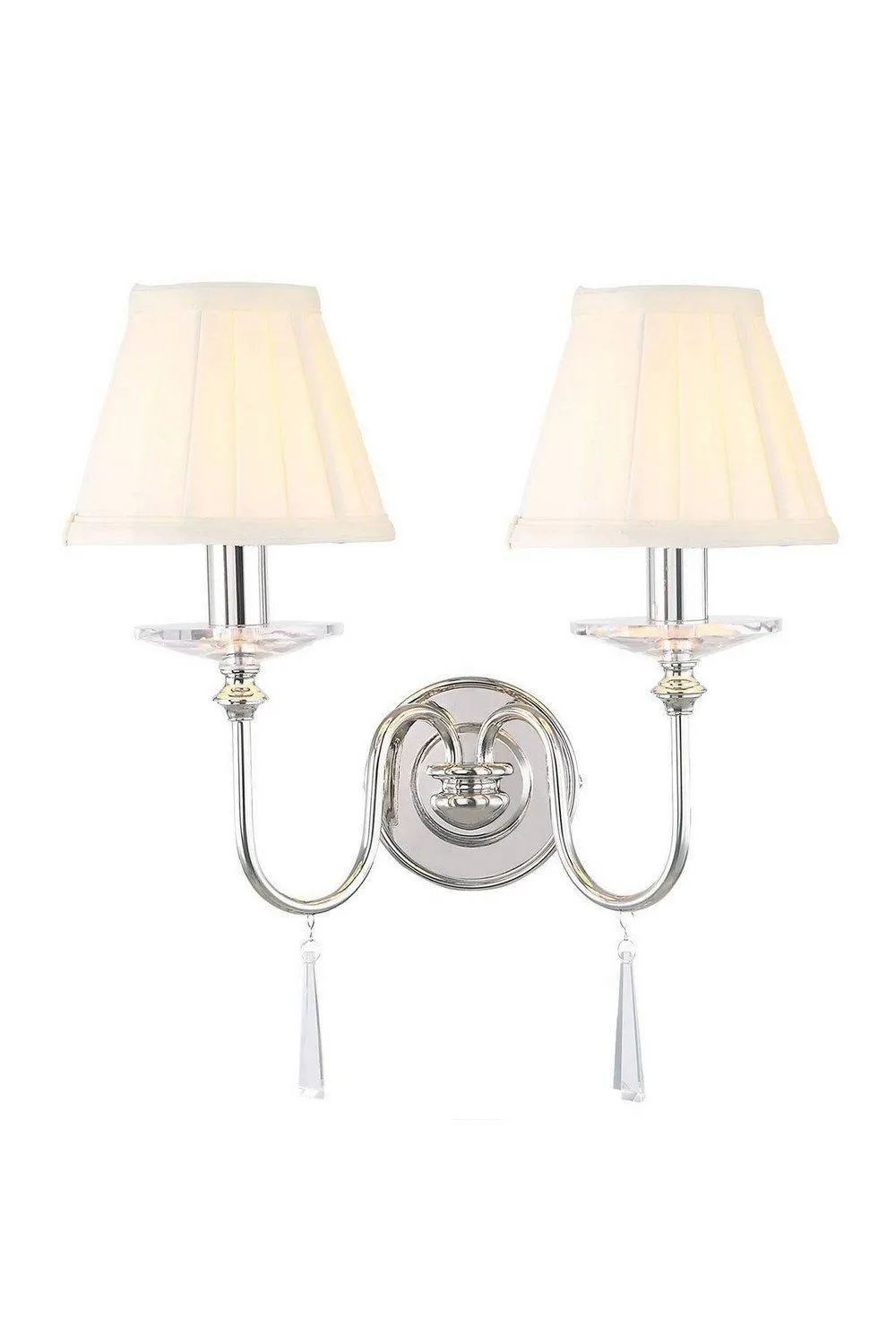 Netlighting Finsbury Park 2 Light Indoor Candle Wall Light Polished Nickel E14 in Grey 2