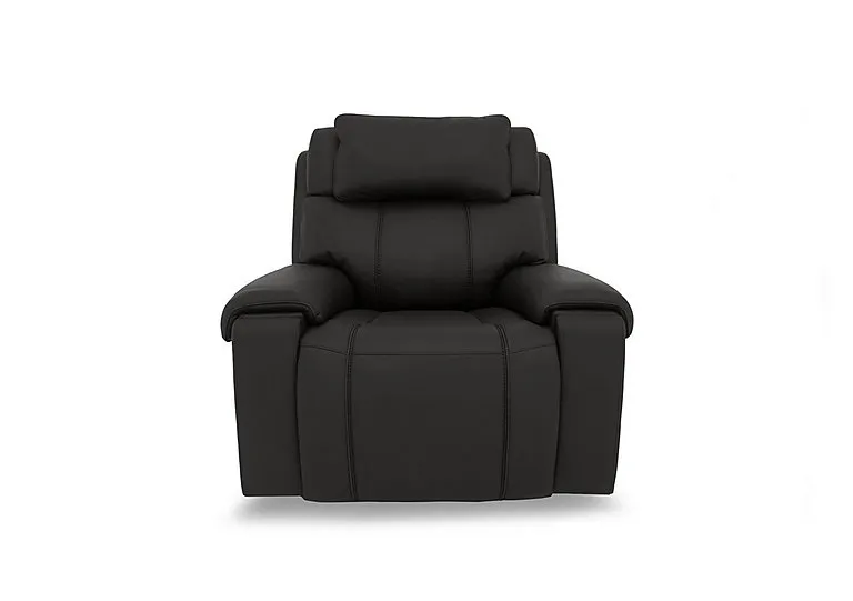 Hollywood Leather Power Recliner Chair with Power Headrest and Storage Arms - Classic Black