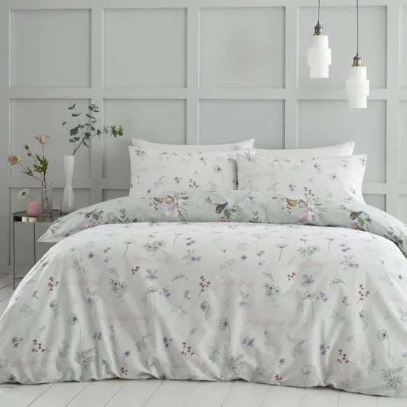 Catherine Lansfield Songbird Reversible Duvet Cover & Pillowcase Set 3