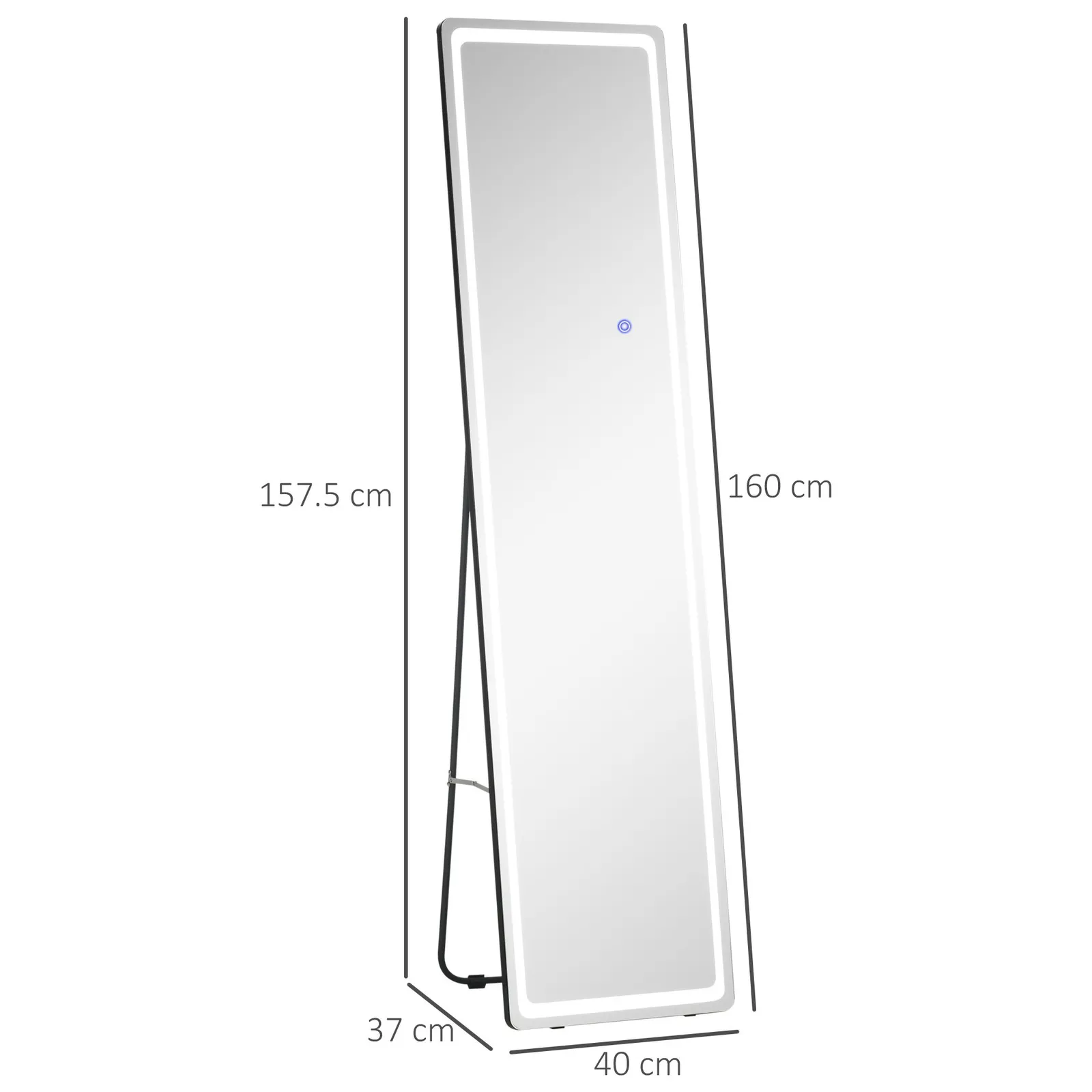 HOMCOM Full Length Mirror with LED Light Free Standing Floor Mirror Bedroom in Silver 3