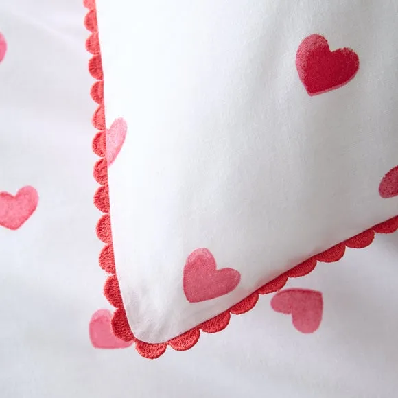 Red Hearts 100% Cotton Duvet Cover and Pillowcase Set 4