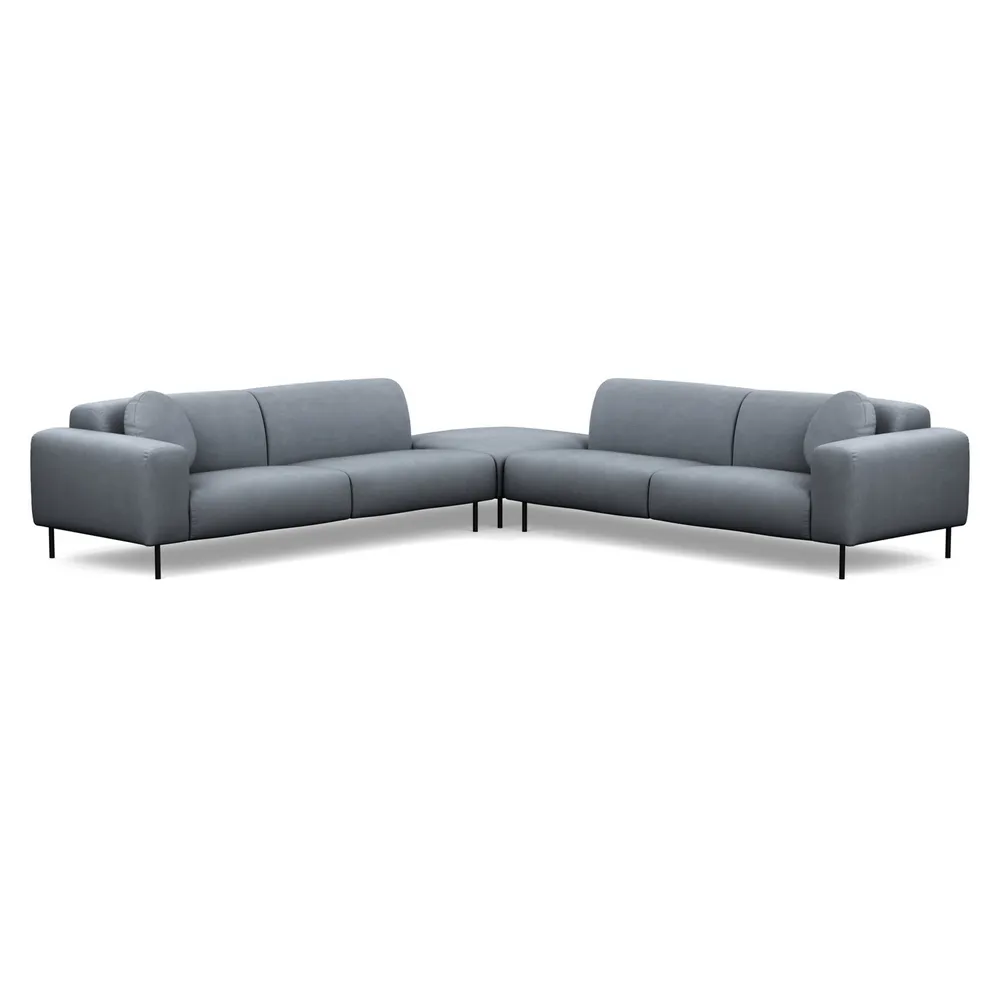 Heal's Luna Large Corner Sofa Siena Cotton Shale Grey Black Feet