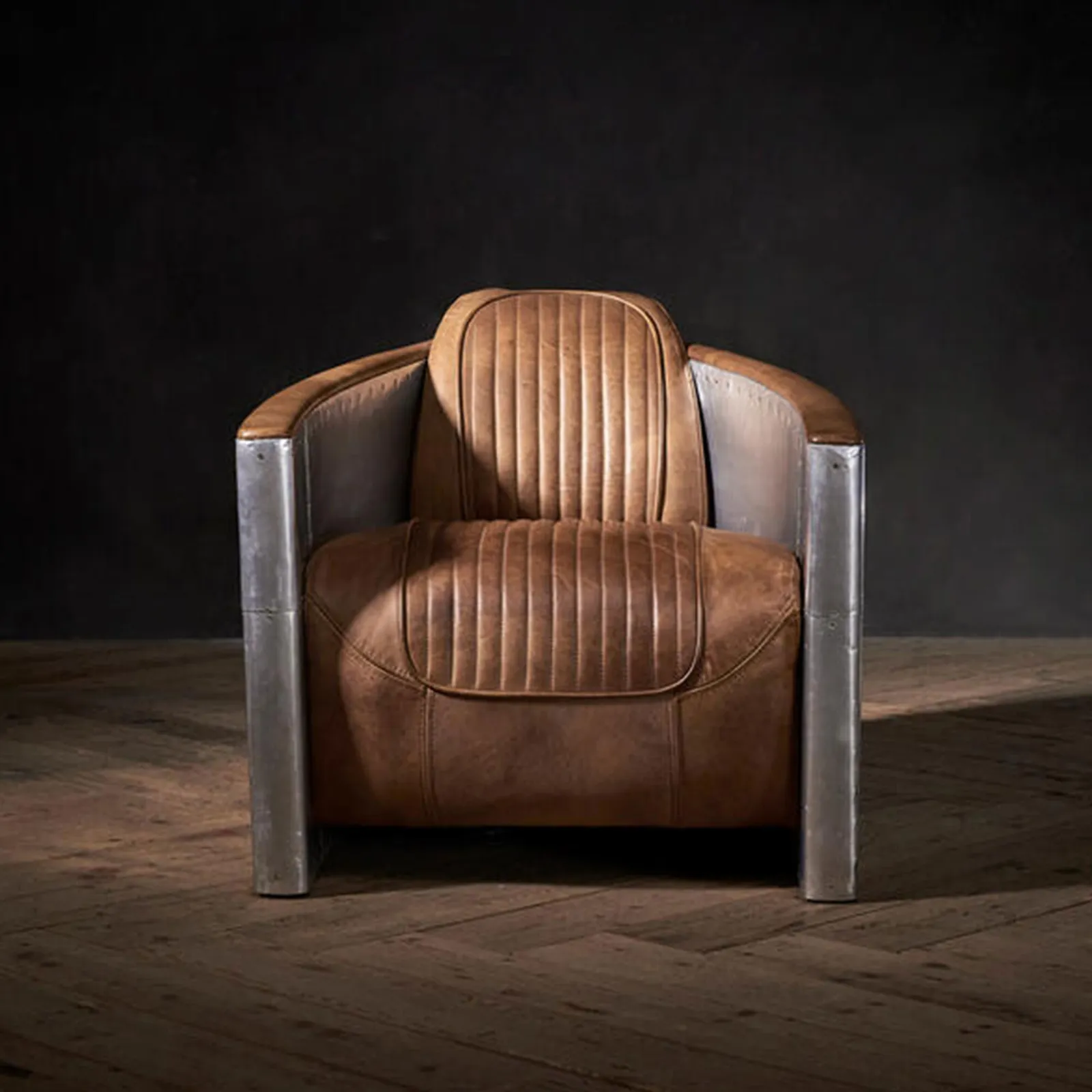 Timothy Oulton Aviator Tomcat Armchair, Brown Leather | Barker & Stonehouse 2