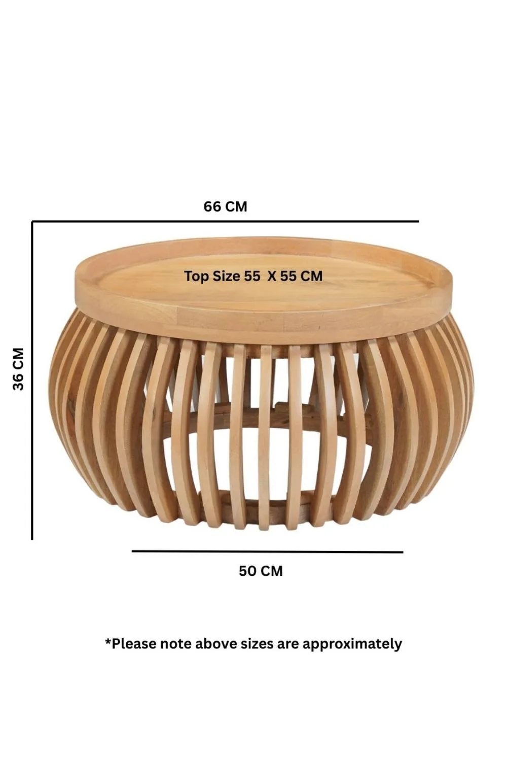 IH Design Ajmer Solid Wood Low Coffee Table in Tan 6