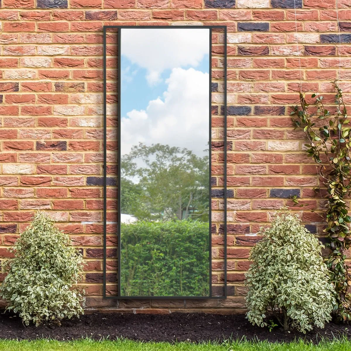MirrorOutlet Black Modern Wall & Leaner Garden Mirror 79"x 35" 200x90cm 6