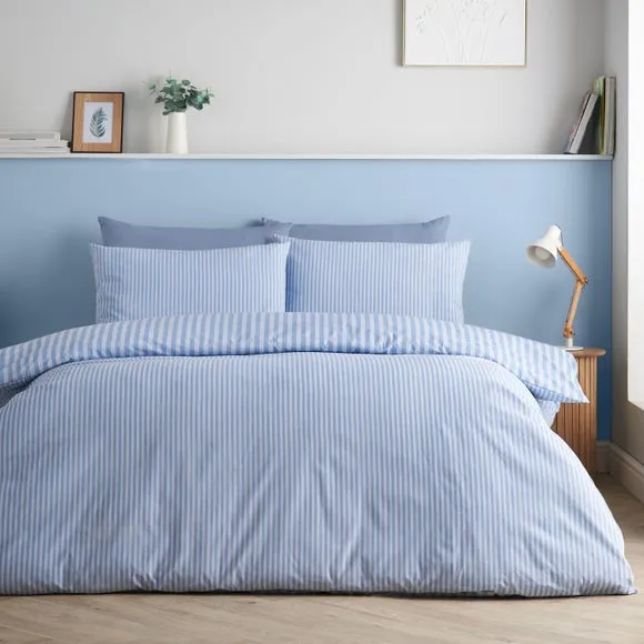 Catherine Lansfield Epping Textured Stripe Reversible Polycotton Duvet Cover & Pillowcase Set 3