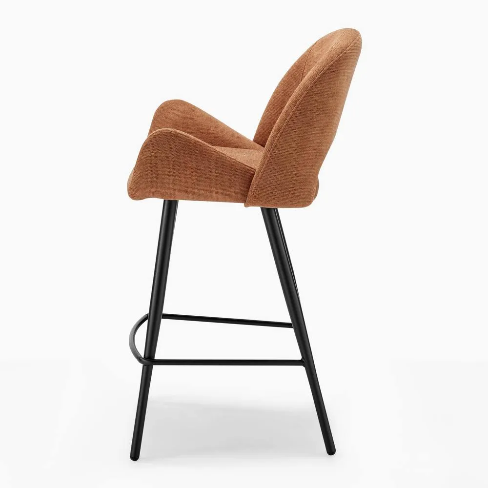 FurnitureboxUK 2x Layla Terracotta Orange Fabric Bar Chairs 5