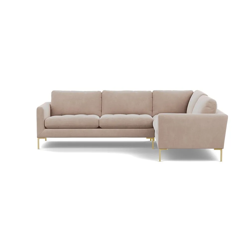 Heal's Eton Right Hand Facing Corner Sofa Smart Velvet Pebble Brass Feet