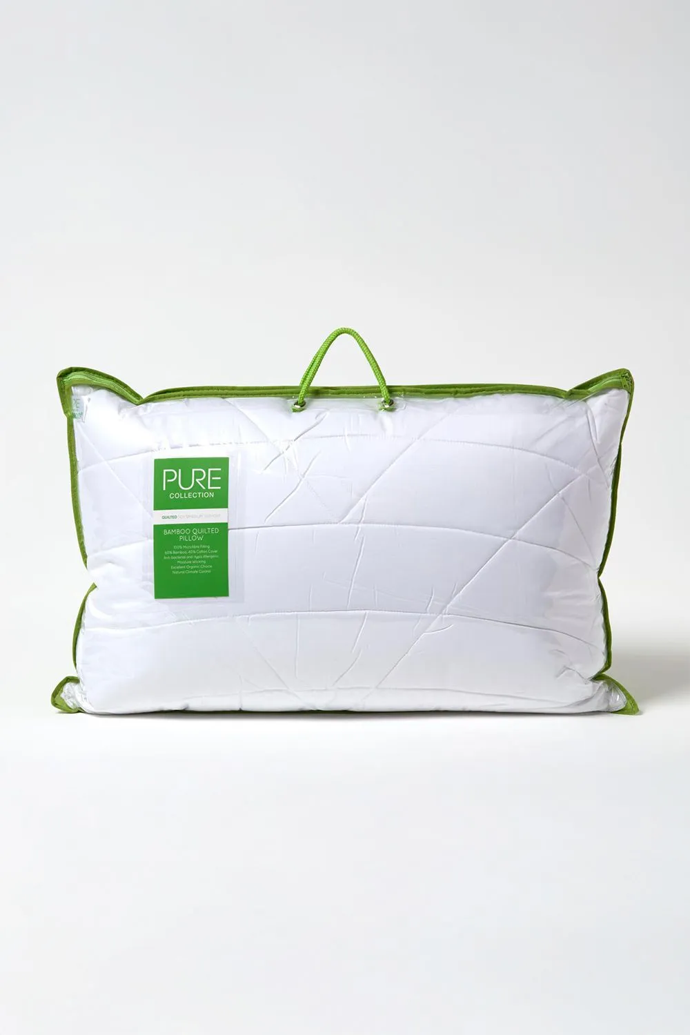 Homescapes Luxury Hypoallergenic Bamboo Pillow for Back Sleepers in White