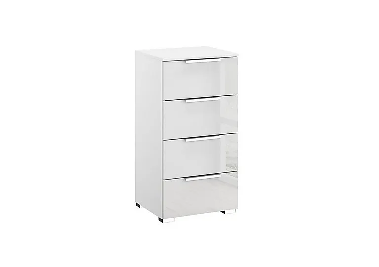 Formes Glass 4 Drawer Narrow Chest - White/White Front