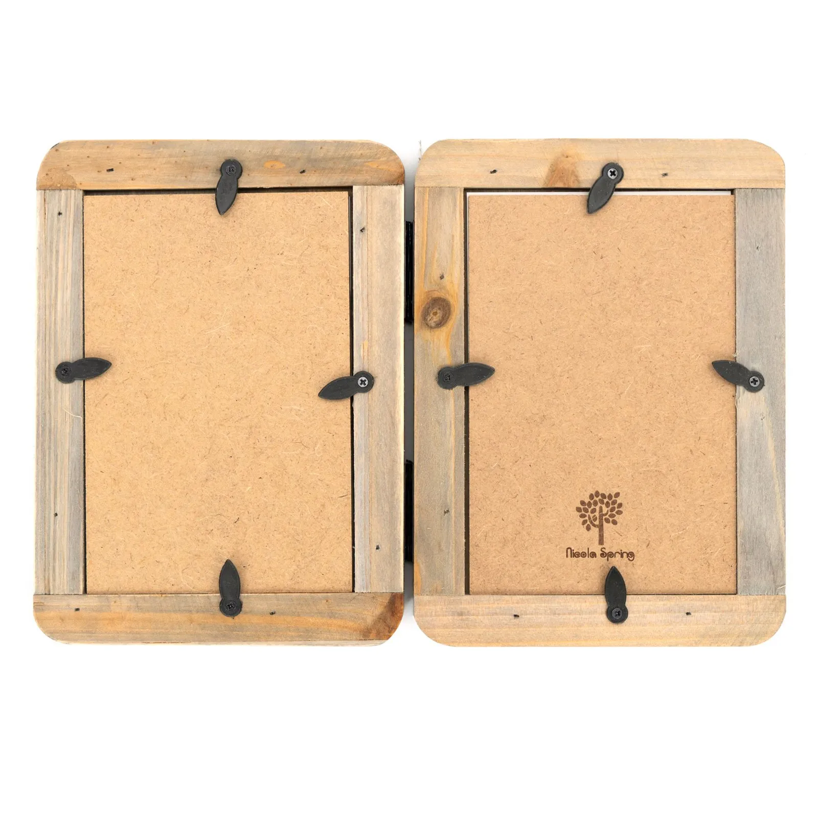 Nicola Spring Rustic Hearts Folding 2 Photo Frame - 4 x 6" in Natural 4