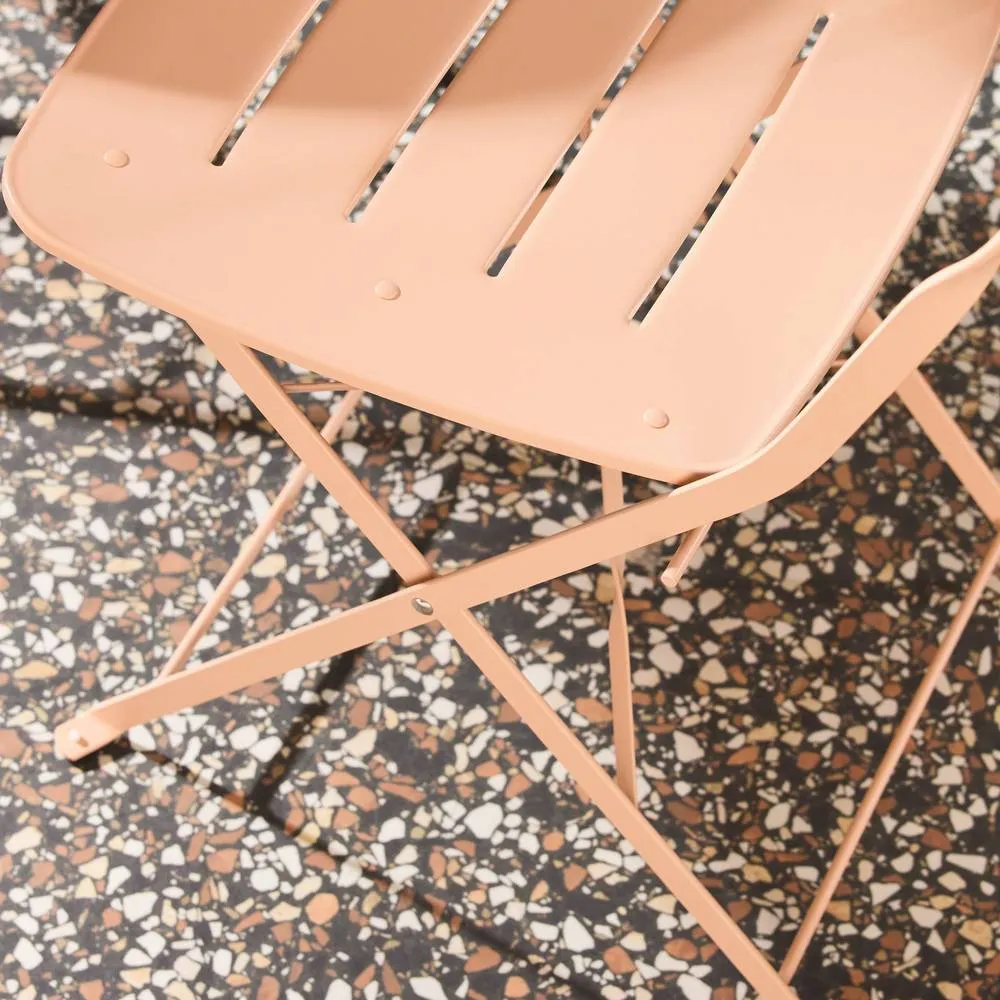 sweeek Round bistro garden table, steel, folding + 2 chairs in Pink 4