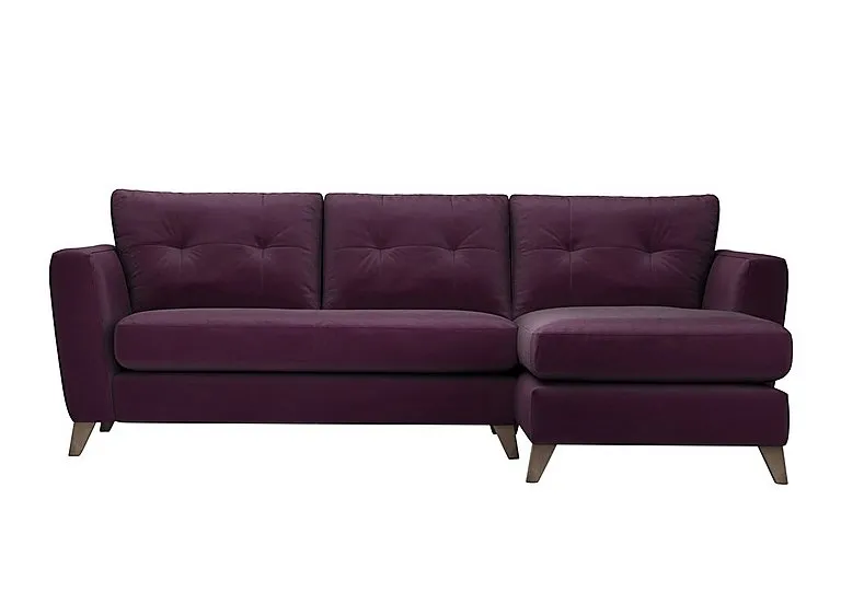 Hermione Fabric Right Hand Facing Corner Sofa with Chaise End - Frosted Grape