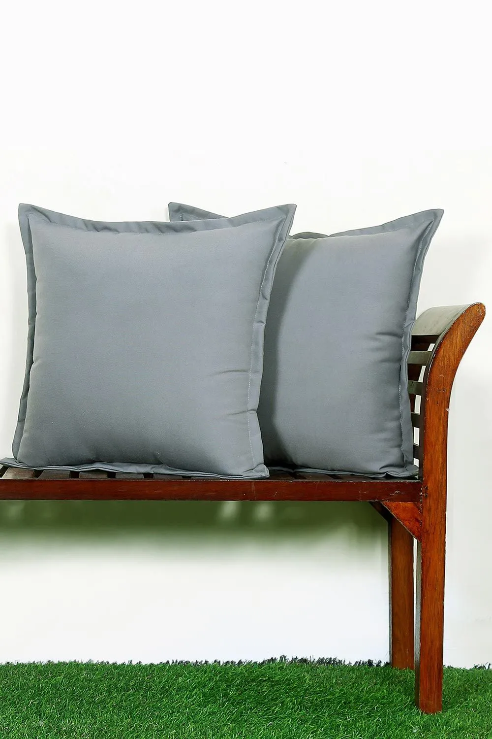 Homescapes Luxury Waterproof Plain Outdoor Cushion 45 x 45 cm, Set of 2 in Grey 2