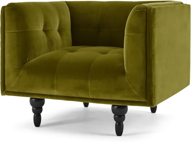 Connor Armchair, Olive Cotton Velvet