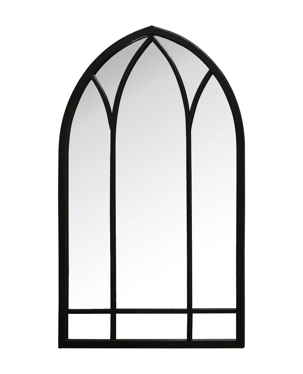 MirrorOutlet Black Metal Framed Arched Wall Mirror 32" X 19" (83CM X 48CM) 4