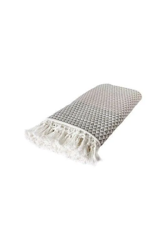 nielsen Dana Throw Blanket With Boho Tassles Yellow & Taupe 150 x 200cm in Grey