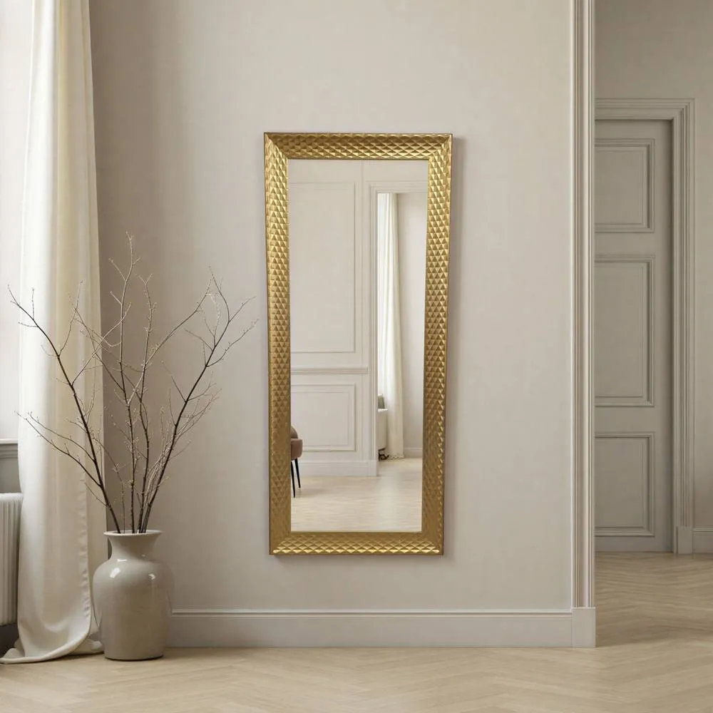 Yearn Mirrors Diamont Tall Framed Gold Bevelled Mirror 2