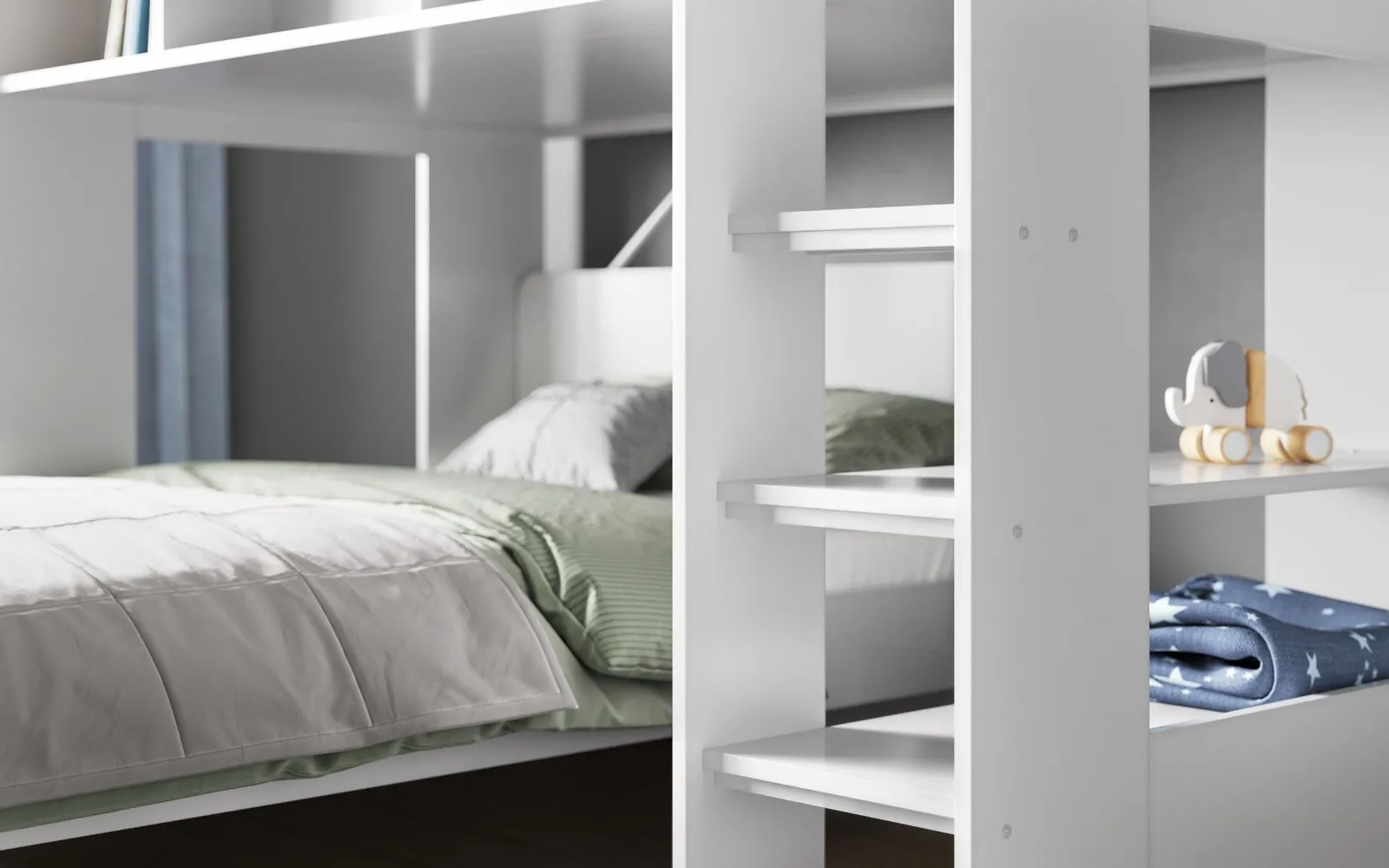 Flair Wizard L Shaped Triple Bunk Bed in White 4
