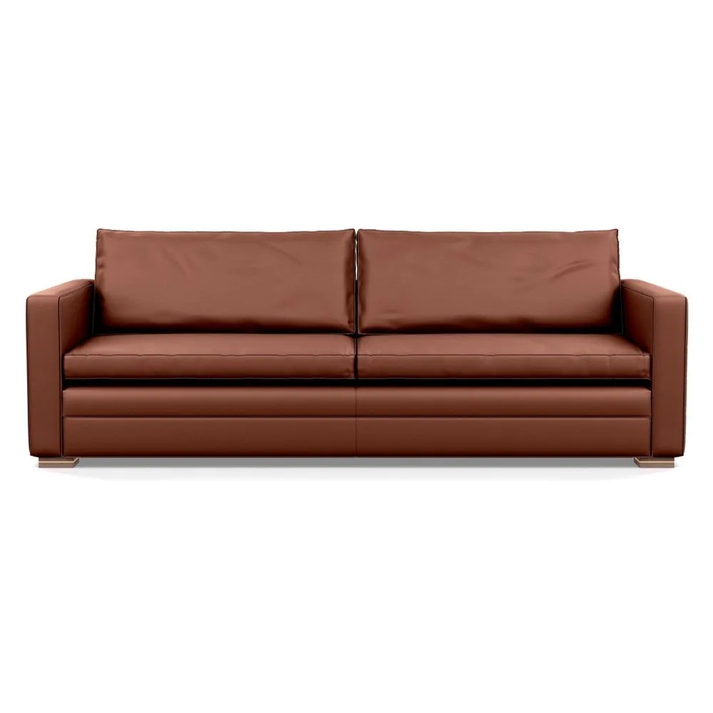 Heal's Palermo 5 Seater Sofa Leather Grain Dark Brown 068 Brass and Walnut Feet 1