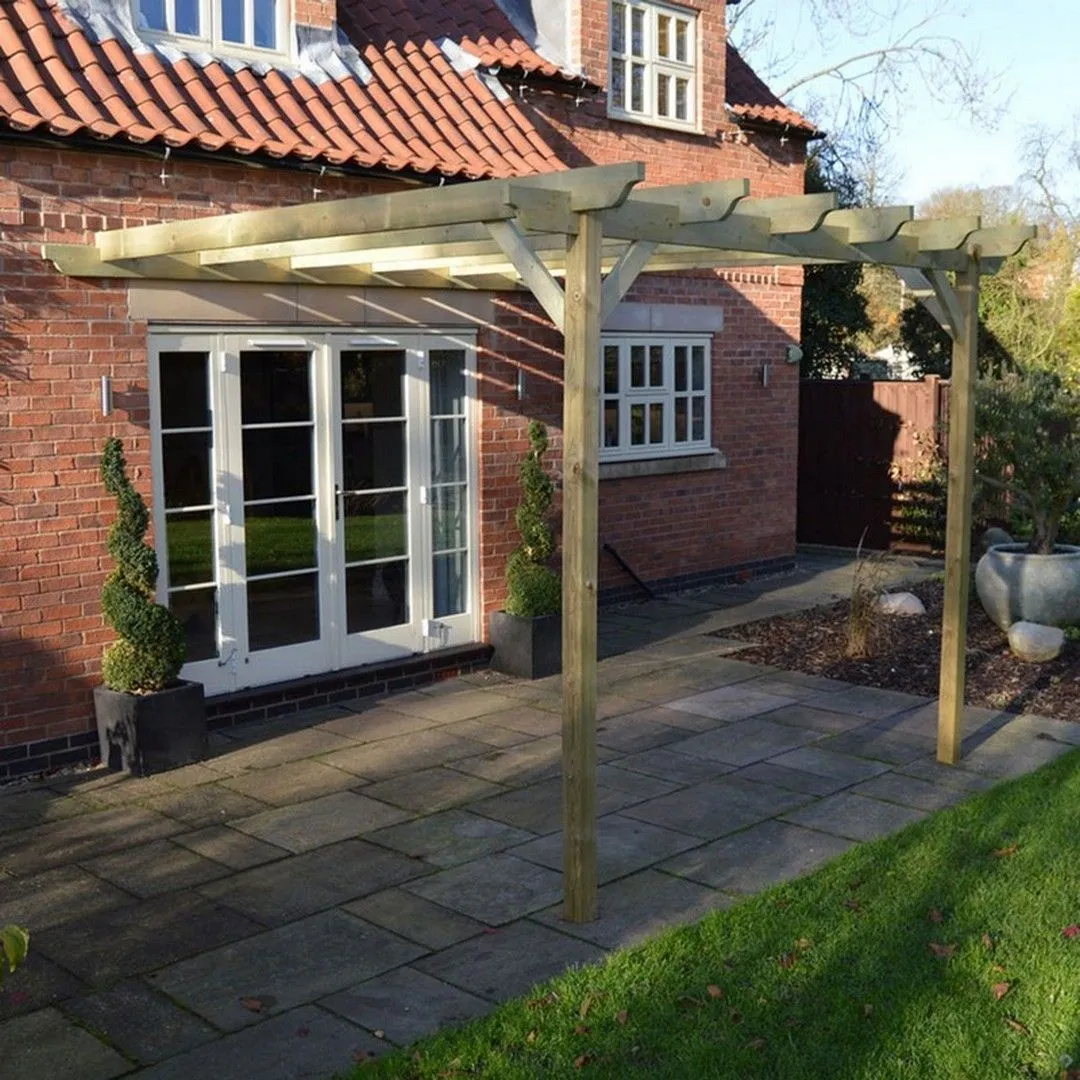 Rutland County Garden Furniture Ltd Wall Mounted Garden Pergola, Wood, L180 x W300 x H270 cm - Light Green 4