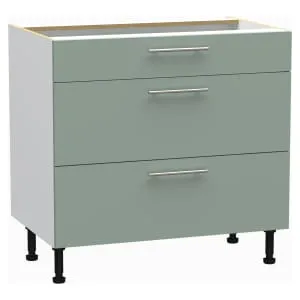 Wickes Orlando Green 3 Drawer Base Unit - 900mm
